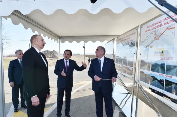 Prezident İlham Əliyev Daş Salahlı-Ürkməzli-Dəmirçilər avtomobil yolunun açılışında - FOTO