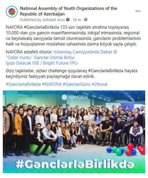 Gənclər Təşkilatları Milli Şurası Gənclər Günü münasibətilə üzvlərini sevindirdi - FOTO 