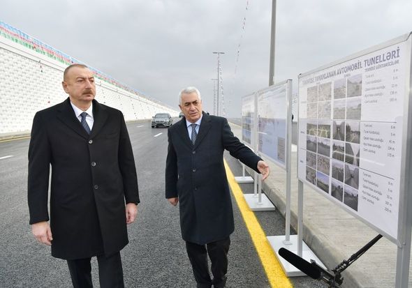 İlham Əliyev Pirşağıda avtomobil tunelinin açılışında - FOTO