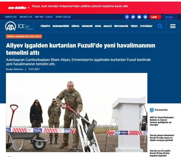 İlham Əliyevin Şuşaya səfəri Türkiyə mediası tərəfindən geniş işıqlandırılıb - FOTO