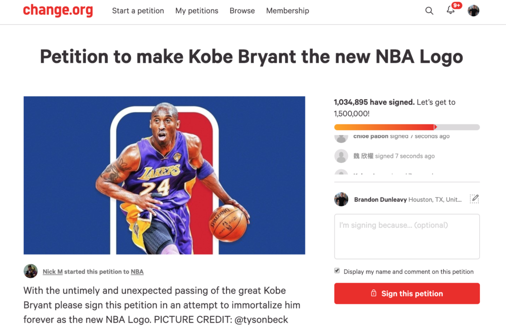 NBA loqosunun dəyişdirilməsi üçün milyonlarla şəxs bir araya gəldi
