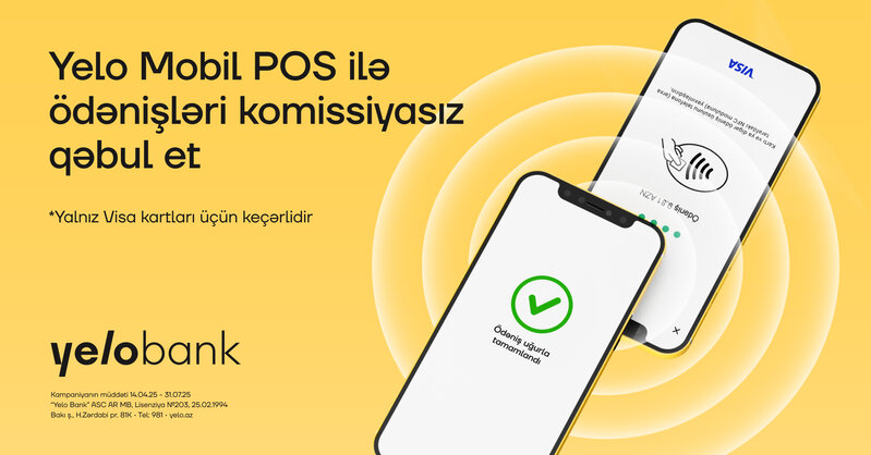 Yelo Mobil POS xidmətinə qoşulun, ödənişlər üçün komissiya ödəməyin