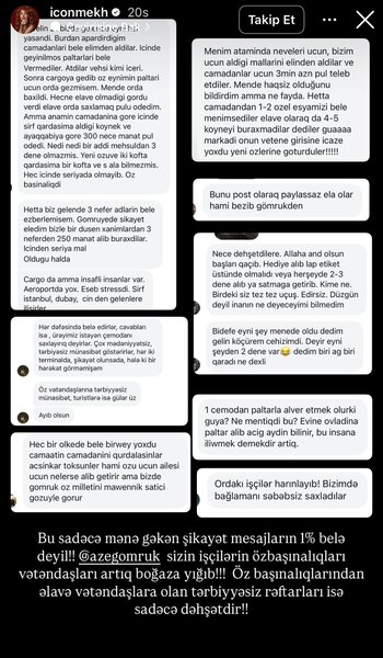 Məşhur bloger Gömrük Komitəsindən şikayət etdi: 'İşçilərinizin özbaşınalığı vətəndaşları boğaza yığıb
