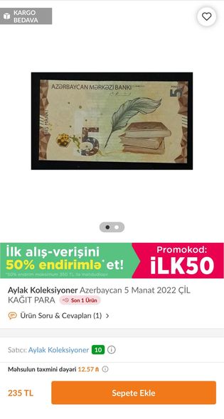 Türkiyədə Azərbaycan manatı onlayn satış platformasında olduqca baha satılır - FOTO