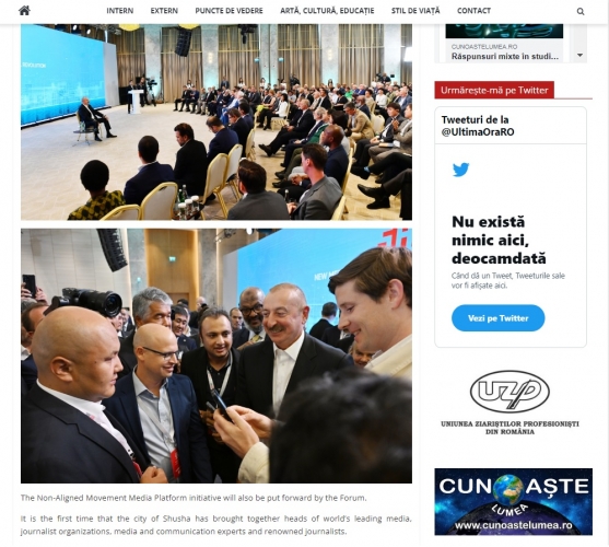 Rumıniya mətbuatı Şuşada keçirilən Qlobal Media Forumundan yazıb - FOTOLAR
