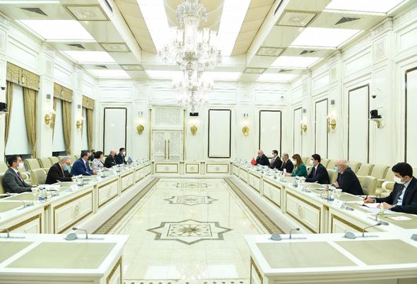 Milli Məclisin Sədri Sahibə Qafarova TBMM-nin nümayəndə heyəti ilə görüşüb - FOTO
