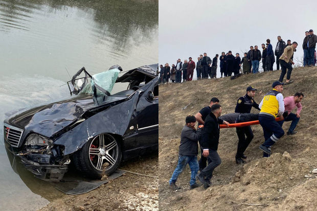 Azərbaycanda maşın su kanalına aşıb: İki nəfər ölüb, bir nəfər yaralanıb - FOTO