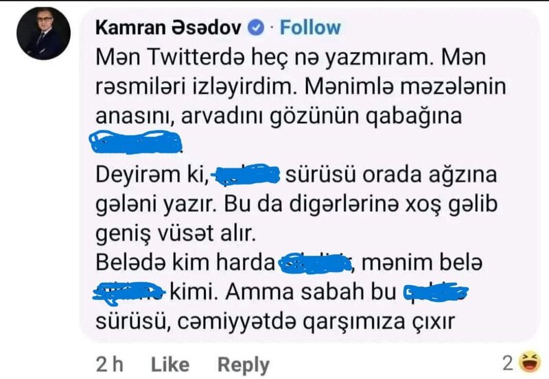 Bu gün həbs edilən təhsil eksperti Kamran Əsədovun eybəcər paylaşımı üzə çıxdı