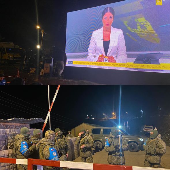 Şuşa-Xankəndi yolunda aksiya iştirakçıları üçün böyük monitorlar quraşdırıldı - FOTO