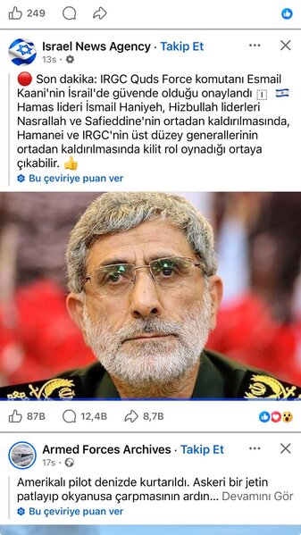 General İsmayıl Qaani İsrailə qaçırılıb, təhlükəsiz yerdədir - İran 