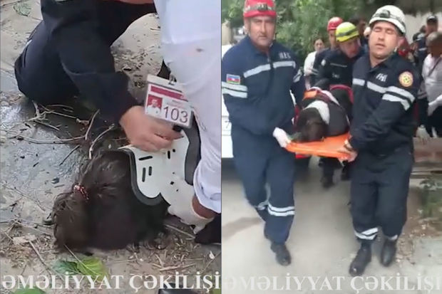 Bakıda yeniyetmə qonşusunun eyvanına yıxıldı - VİDEO