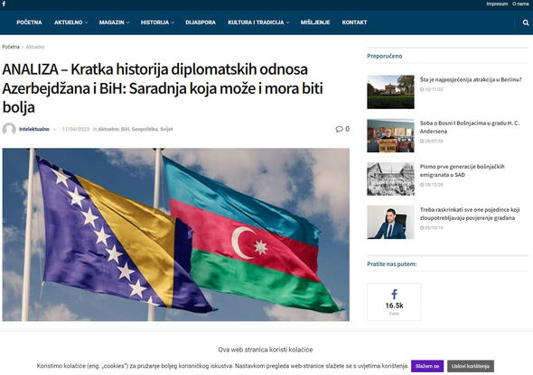 Bosniya və Herseqovina KİV-i İlham Əliyevin bu ölkəyə səfəri ərəfəsində silsilə məqalələr yayımlayıb - FOTO