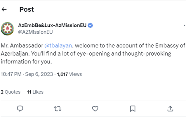 Azərbaycan səfirliyindən Tiqran Balayana 