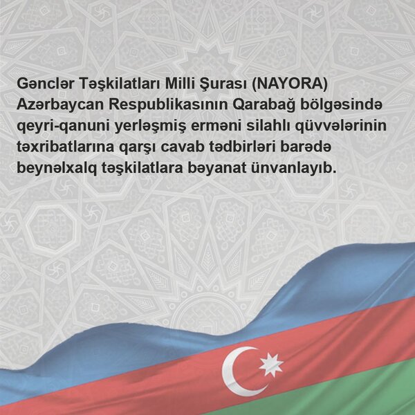 Gənclər Təşkilatları Milli Şurası beynəlxalq təşkilatlara bəyanat ünvanlayıb