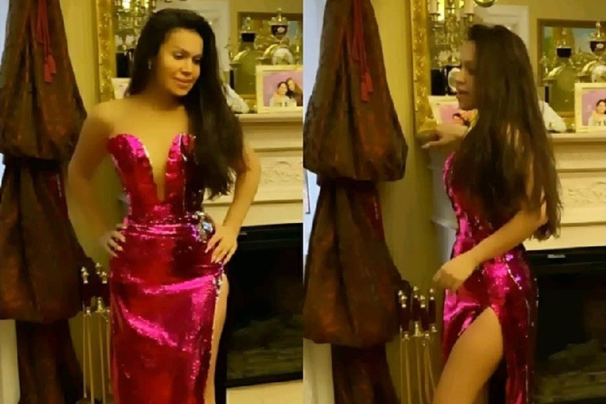 Rəqsanədən dərin yarıqlı libasda cəsur poza - FOTO