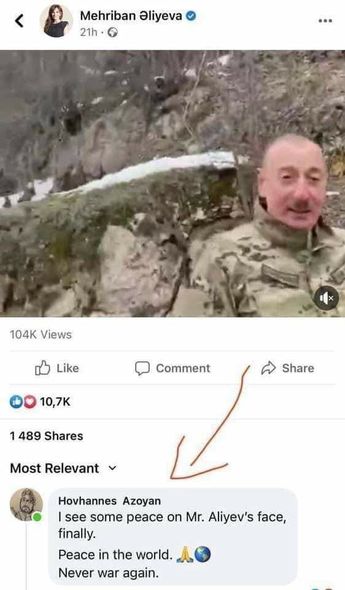 Erməni aktyor Mehriban Əliyevanın paylaşımını şərh etdiyi üçün Ermənistanda tənqid atəşinə tutulub - FOTO