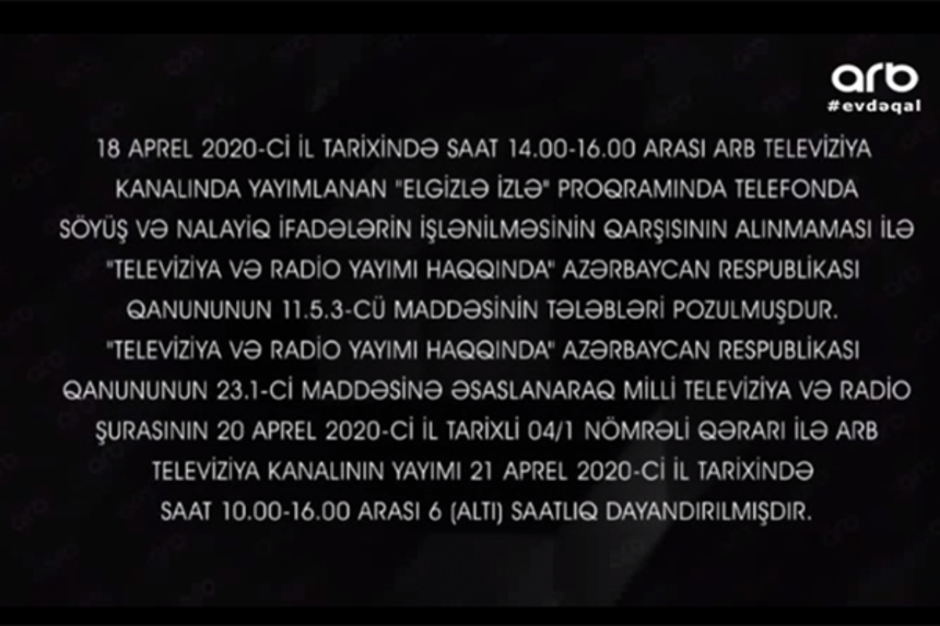 ARB yayımını dayandırdı