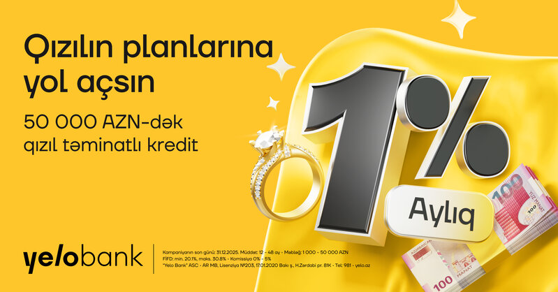 Aylıq cəmi 1%-dən qızıl təminatlı kredit