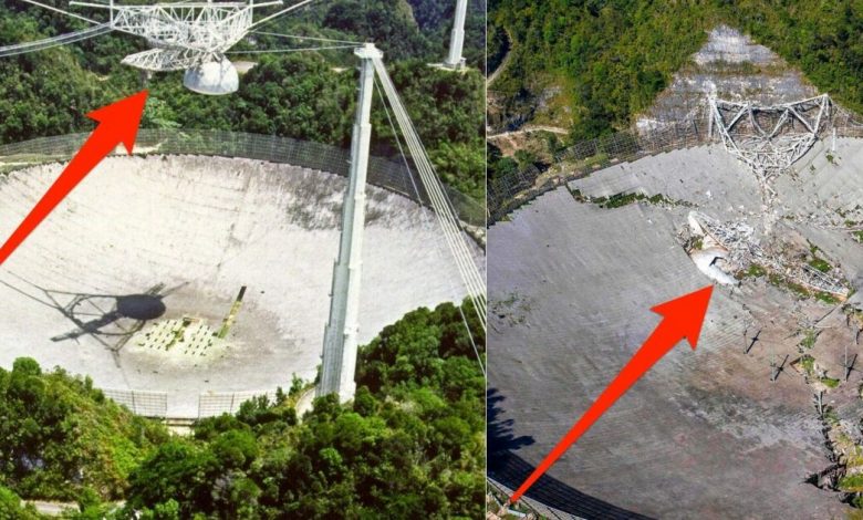 Kabelləri qırılan nəhəng "Arecibo" teleskopu uçub məhv oldu - ANBAAN VİDEO
