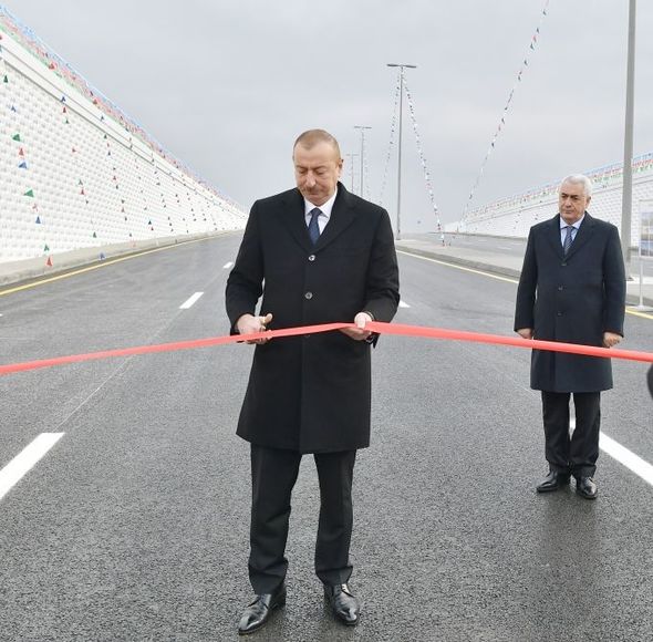 İlham Əliyev Pirşağıda avtomobil tunelinin açılışında - FOTO