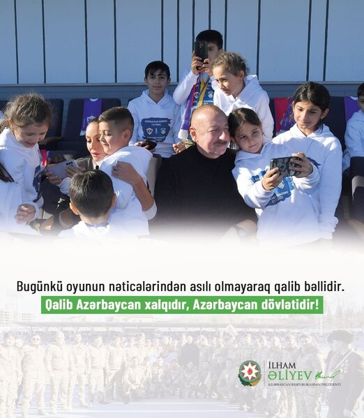 Prezident Xankəndidəki matçla bağlı paylaşım etdi - FOTO