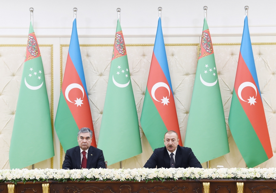 Azərbaycan və Türkmənistan prezidentləri mətbuata bəyanatlarla çıxış ediblər - YENİLƏNİB + FOTO