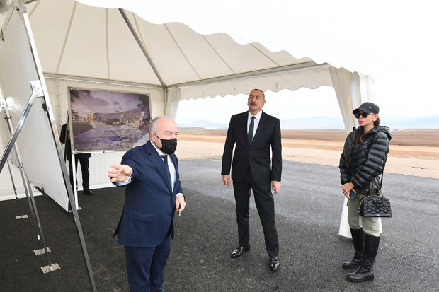 Prezident və xanımı Zəngilan beynəlxalq aeroportunda görülən işlərlə tanış oldular - FOTO