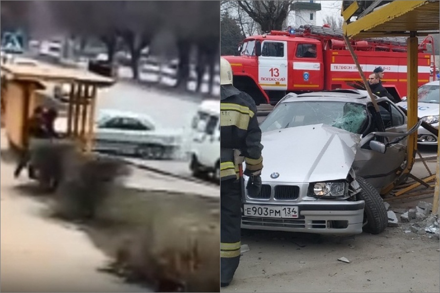 BMW-nin sürətlə adamla dolu dayanacağa girmə anı – VİDEO