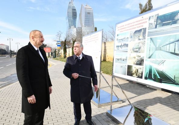 İlham Əliyev Bakıda yeraltı piyada keçidinin açılışında - YENİLƏNİB + FOTO