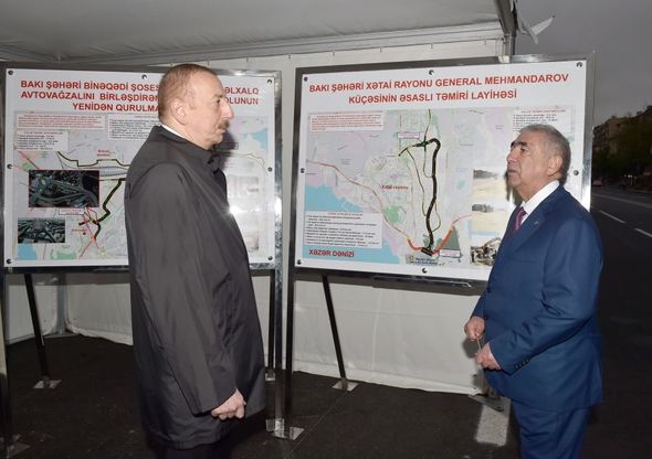 Prezident Tbilisi prospektində görülən işlərlə tanış olub - YENİLƏNİB + FOTO