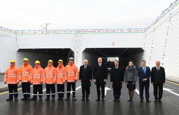 İlham Əliyev Pirşağıda avtomobil tunelinin açılışında - FOTO