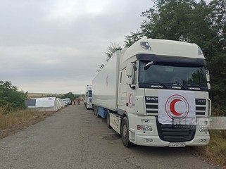 Yardım karvanı Ağdam-Xankəndi yolunda gözləyir - FOTOLAR