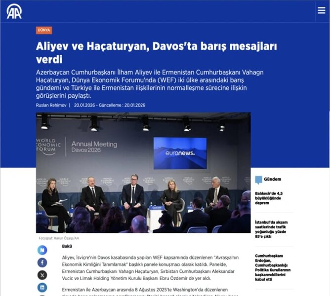 Prezident İlham Əliyevin Davos Forumundakı fikirləri dünya məbuatında işıqlandırılıb