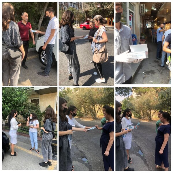 Binəqədi rayonunda əhaliyə tibbi maskalar paylanılır - FOTOLAR