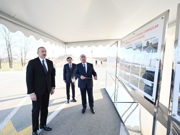 Prezident İlham Əliyev Daş Salahlı-Ürkməzli-Dəmirçilər avtomobil yolunun açılışında - FOTO