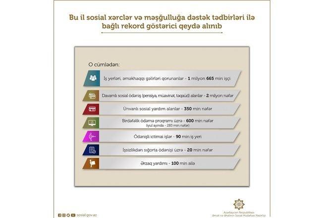 Bu il sosial xərclər və məşğulluğa dəstək tədbirləri ilə bağlı rekord göstərici qeydə alınıb