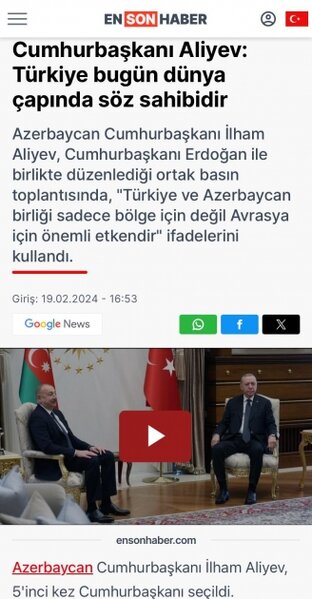 İlham Əliyevin Türkiyəyə səfəri qardaş ölkə mediasında geniş işıqlandırılıb