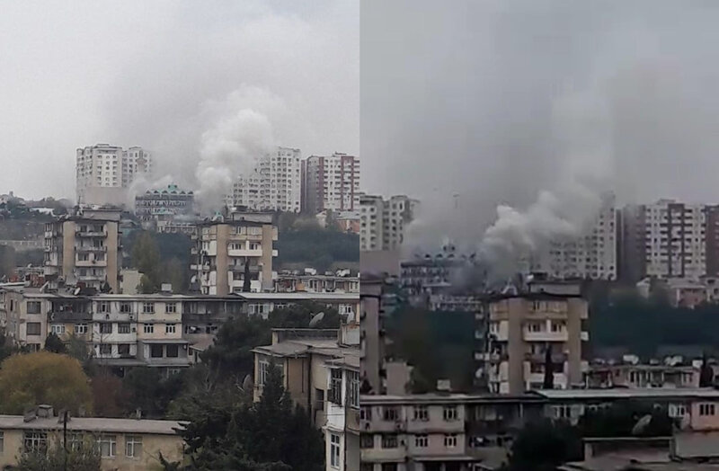 Bakıda yeni tikilən obyektdəki yanğın söndürüldü - YENİLƏNİB + FOTO/VİDEO
