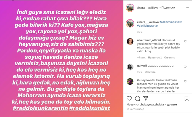 Müğənni Elnarə Xəlilovadan sərt reaksiya: "Biz ev heyvanıyıq, siz də sahibimiz?