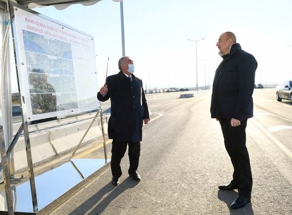 Prezident beynəlxalq nəqliyyat dəhlizinin tərkib hissəsi olan yeni yolun açılışında - FOTO/VİDEO