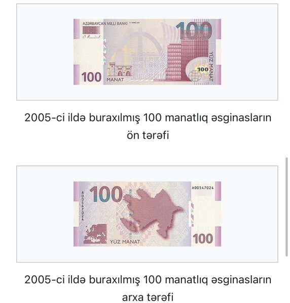 100 manatlıq əsginaslar illər ərzində necə dəyişib?- FOTOLAR