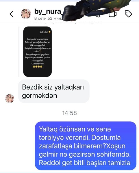 İzləyicisi Naziləni təhqir etdi, cavab gecikmədi