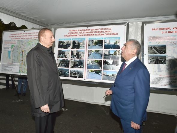 Prezident Tbilisi prospektində görülən işlərlə tanış olub - YENİLƏNİB + FOTO