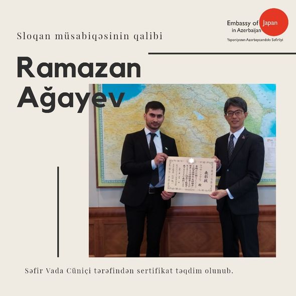 Yaponiya səfirliyi sloqan və loqo müsabiqəsinin qaliblərini mükafatlandırıb - FOTO