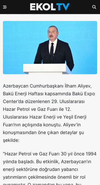 İlham Əliyevin Bakı Enerji Həftəsinin açılış mərasimindəki çıxışı xarici mediada işıqlandırılıb