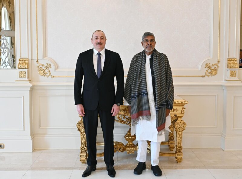 İlham Əliyev Nobel sülh mükafatı laureatı Kailaş Satyartini qəbul etdi