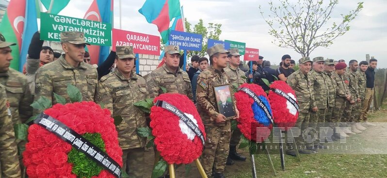 Ağstafada şəhid Elşad Həsənovla vida mərasimi başlayıb - FOTOLAR
