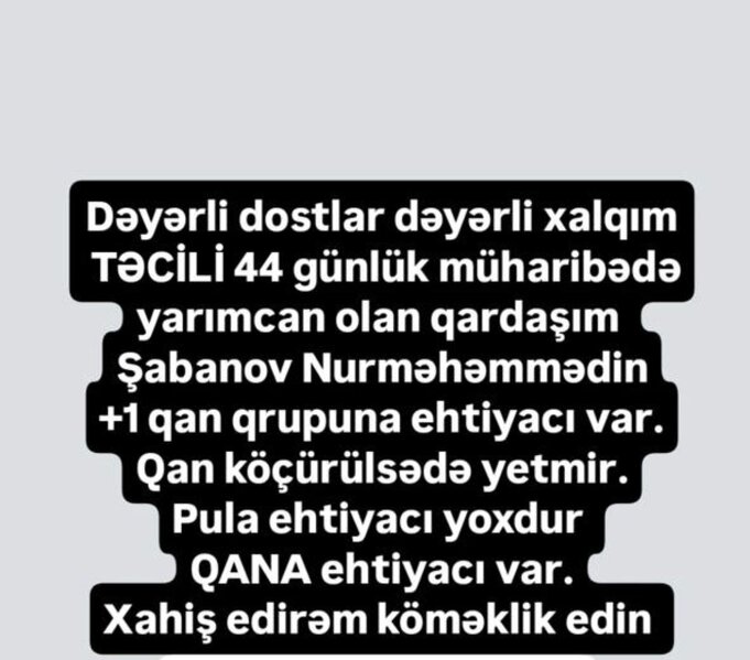 Ofeliya qardaşı üçün qan axtarır - İzləyicilərinə səsləndi