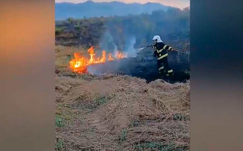 Zəngilanın Şəfibəyli kəndində yanğın olub, quru ot, taxıl sahəsi yanıb