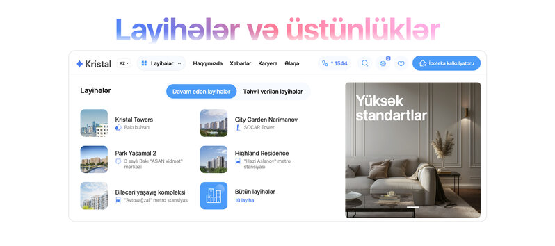 Yeni sayt, yeni rahatlıq – kristal.az artıq istifadədə